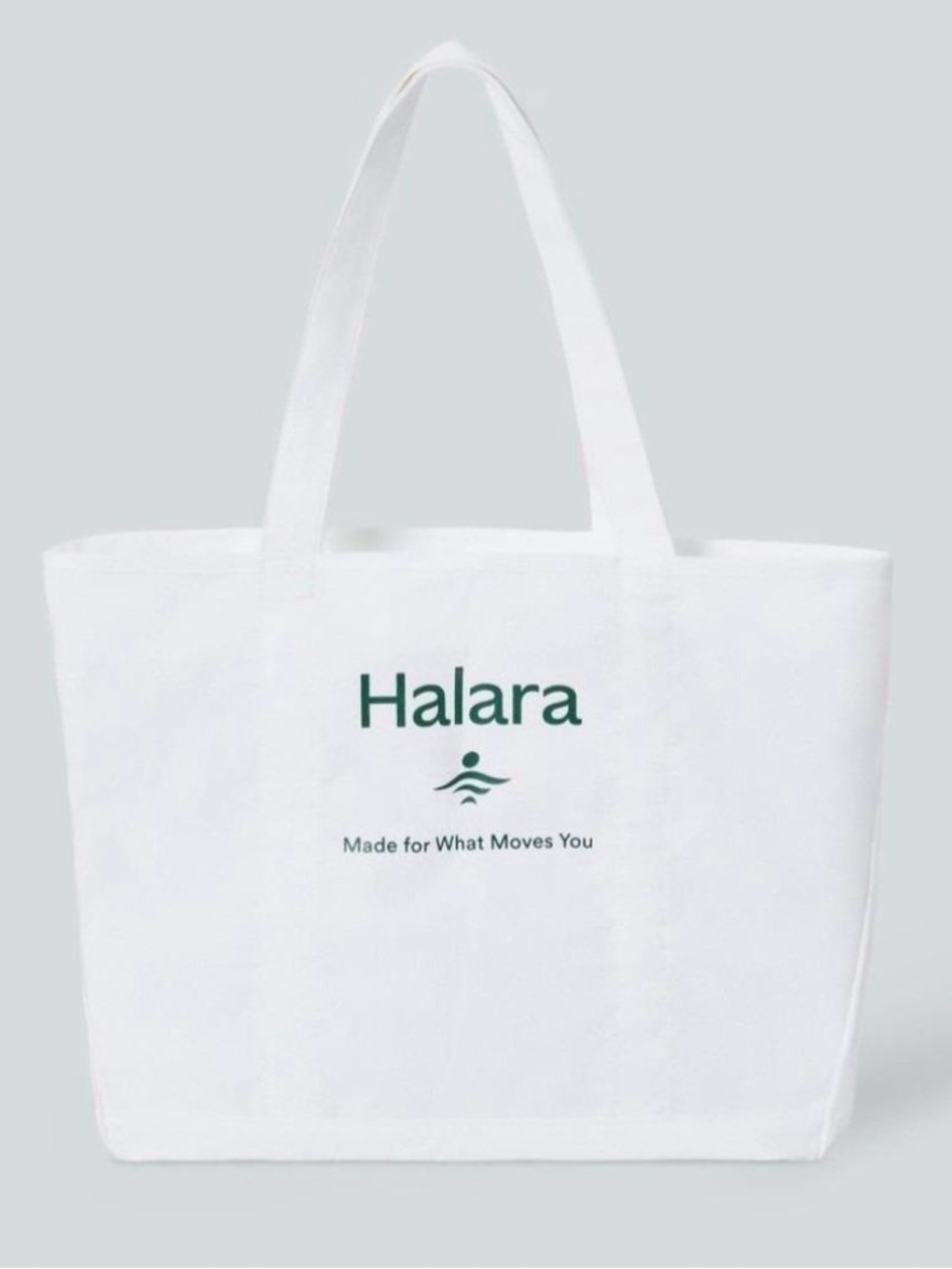 HALARA White Canvas Tote with Green Logo